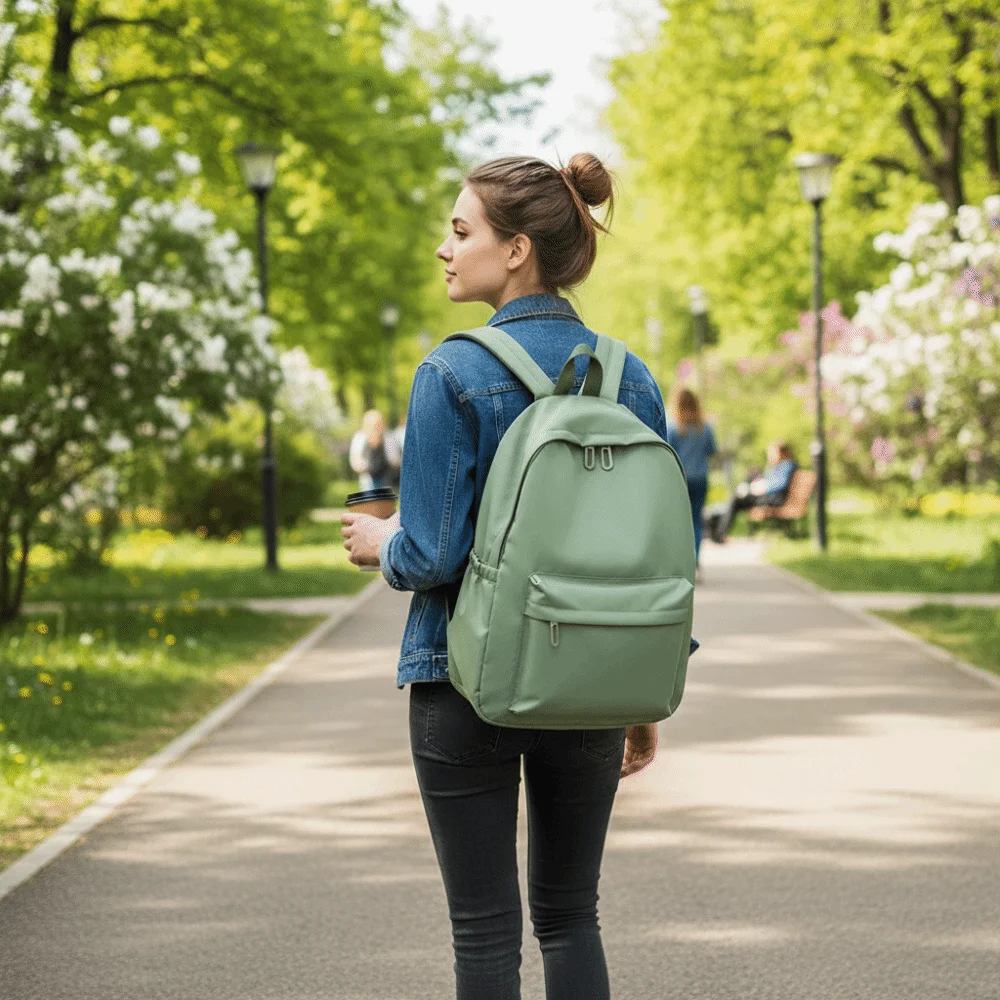 Minimalist Design Korean Style Backpack Solid Color Lightweight Large Capacity Backpack Simple Style Padded Shoulder