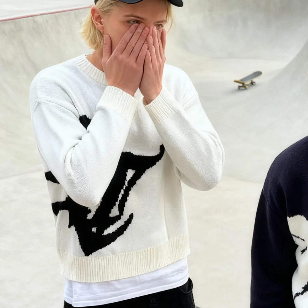 

Винтажный вязаный жаккардовый пуловер в стиле Харадзюку 2000-х годов со звездами и круглым вырезом, свободный стиль, удобные повседневные свитера для пар