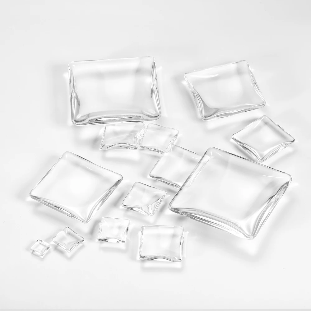 5-50pcs/lot 6 - 40mm Clear Square Cabochons Transparent Flat Back Glass Cabochon Cameo Settings For DIY Jewelry Making Supplies