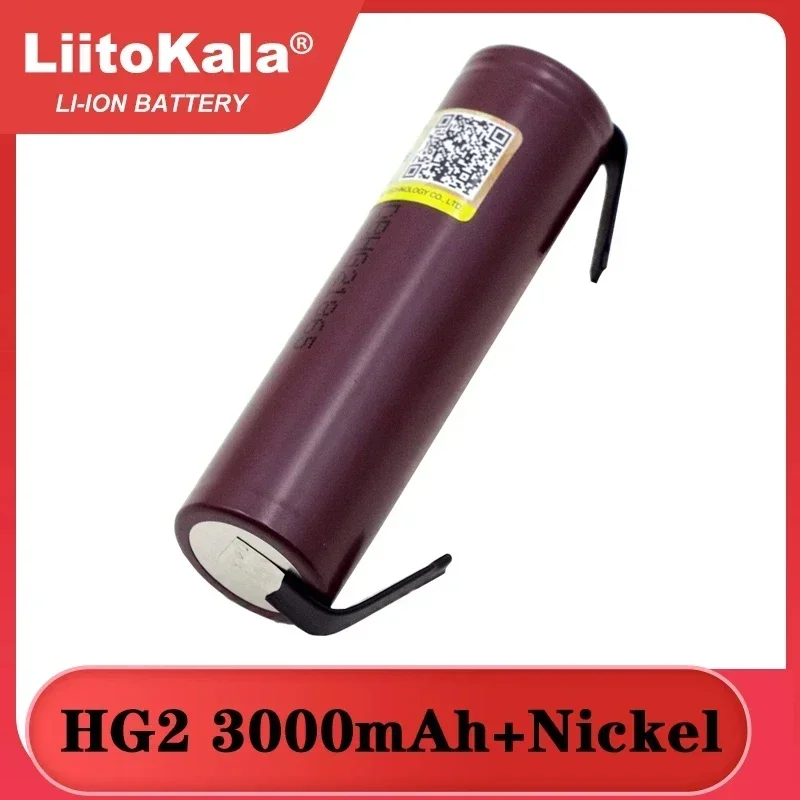 3.6V Original Liitokala New HG2 18650 3000mAh Battery   Discharge 20A, Dedicated For Hg2 Batteries + DIY Nickel