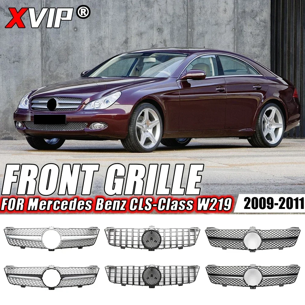 

XVIP Front Chrome Black AMG Style Upper Grille For Mercedes Benz CLS W219 CLS63 AMG CLS500 2009-11 Diamonds Style Bumper Grilles