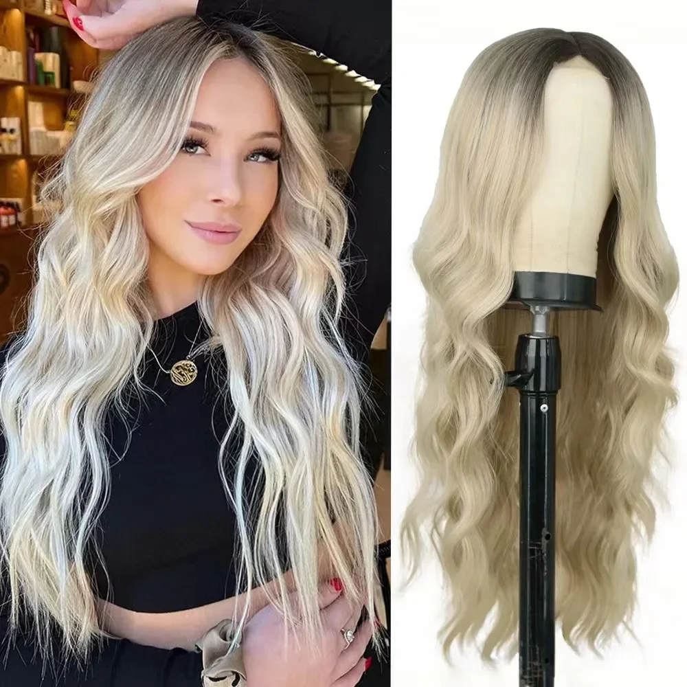 Synthetic wig long curly and big wave hair front lace wig for women