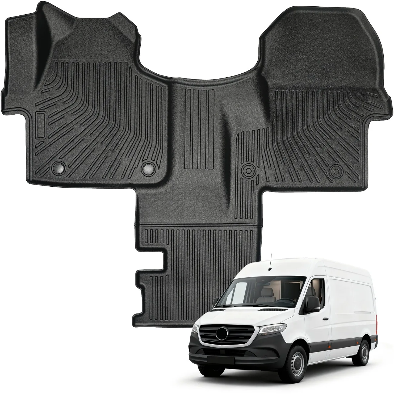 

Floor Mats for Mercedes Benz Sprinter 2500/3500 2019-2025 With 1st Row Bucket Seats All-Weather TPE Mats Floor Liners Interior