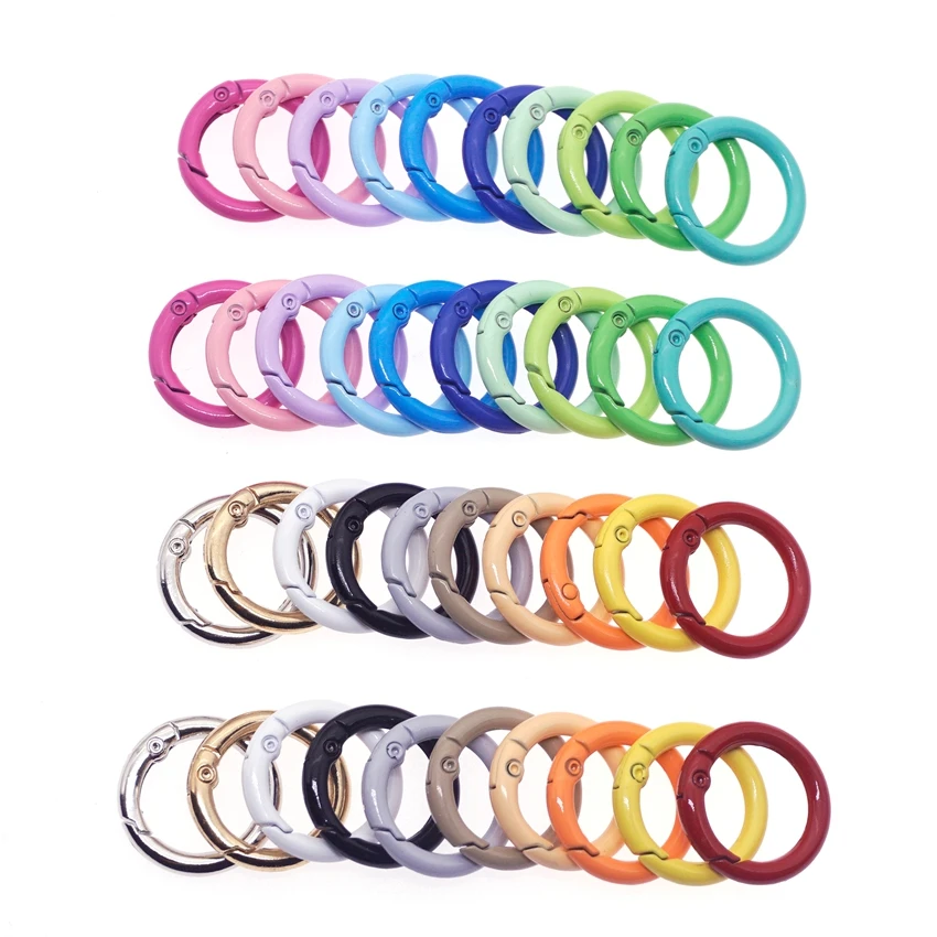 10pcs Colorful 24mm Alloy Trigger Round Snap Keyring Buckle Snap Hook O Ring Buckle For Keychain Bag Purse DIY Accessories