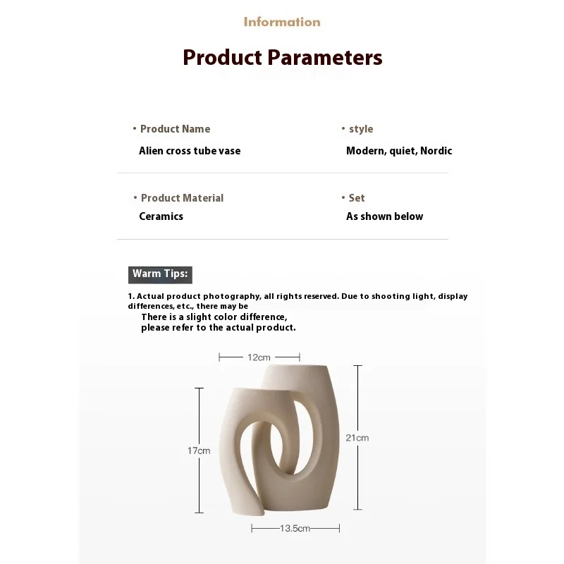 High-End Beihanmei Ceramic Vase  European & Ins Style White Art Vase for Flower Arrangement