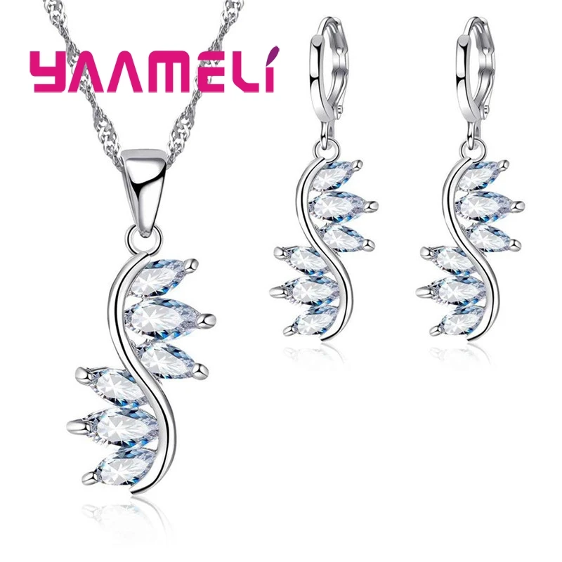 

925 Sterling Silver Earring And Necklace Jewelry Set For Women Gift Fashion Pendants Leaf Wedding Bridal Jewellery Sets