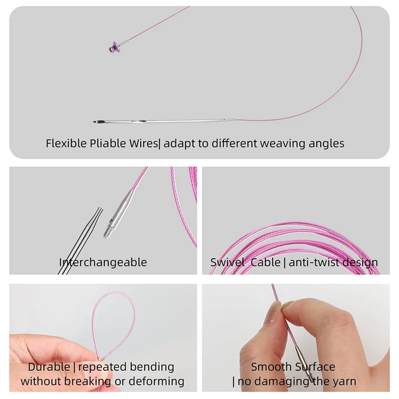 

TKOH-Алюминиевый набор сменных крючков для вязания, 6-дюймовые кабельные крючки 3–10 мм, длинные крючки в комплекте