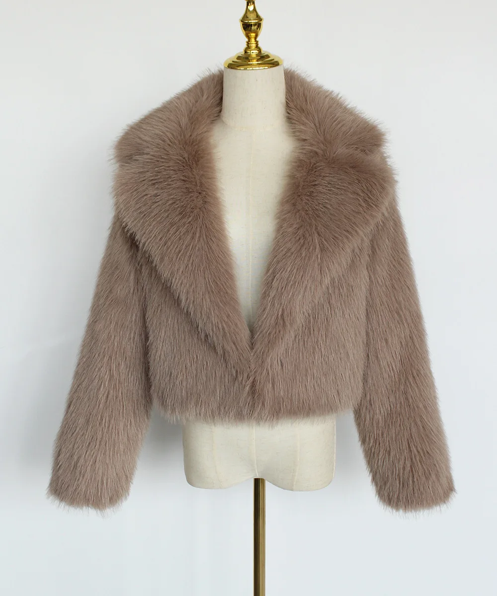 Faux Fur Coats Women Jackets Turn Down Collar Short Coat Thick Warm Y2k Streetwear Jacket Work Outerwear Autumn Winter 2026