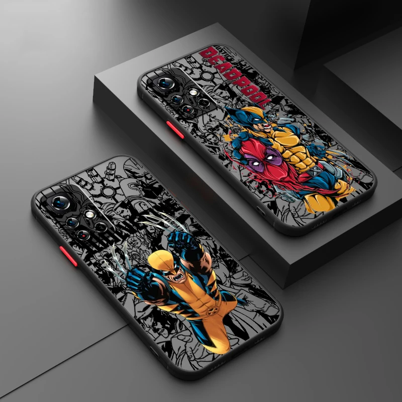 

Deadpool Wolverine Marvel Cool Frosted Translucent For Redmi Note 13R 13 12 12S 12T 11 11T 11E 10 Pro Plus 5G Back Phone Case