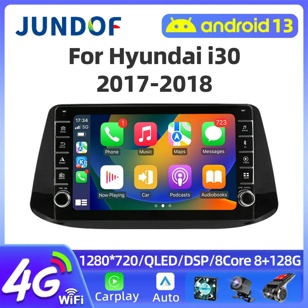 Judof Wireless CarPlay Android Auto Radio For Hyundai I30 2017-2018 Car Multimedia Player 2Din Autoradio 4G Wifi GPS Stereo