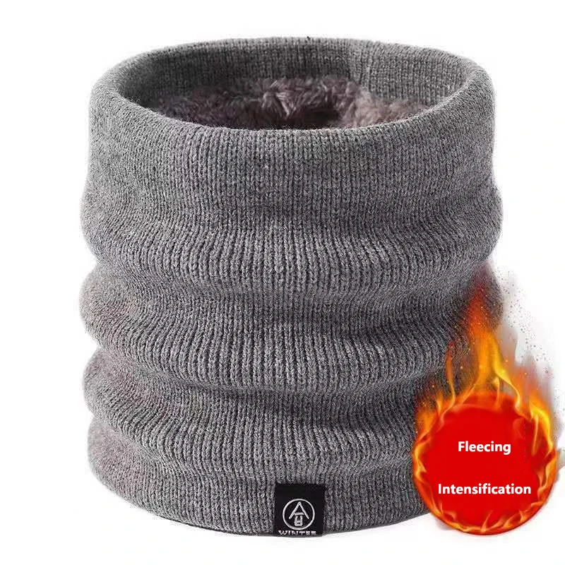 Unisex Solid Cashmere Plush Warm Winter Ring Scarf Women Men Knitted Full Face Mask Snood Neck Scarves Bufanda Thick Muffler New