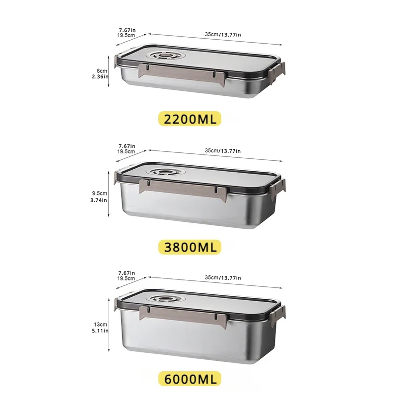 On-magnetic Stainless Steel Thickened Rectangle Sealed Box Dustproof Storage Box Refrigerator Freezer Storage Kitchen Fresh Box