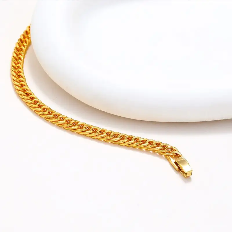 XP Jewelry -- ( 19 cm x 6 mm ) 24 k Yellow Gold Plated Weave Bracelets For Men Women Fashion Jewelry