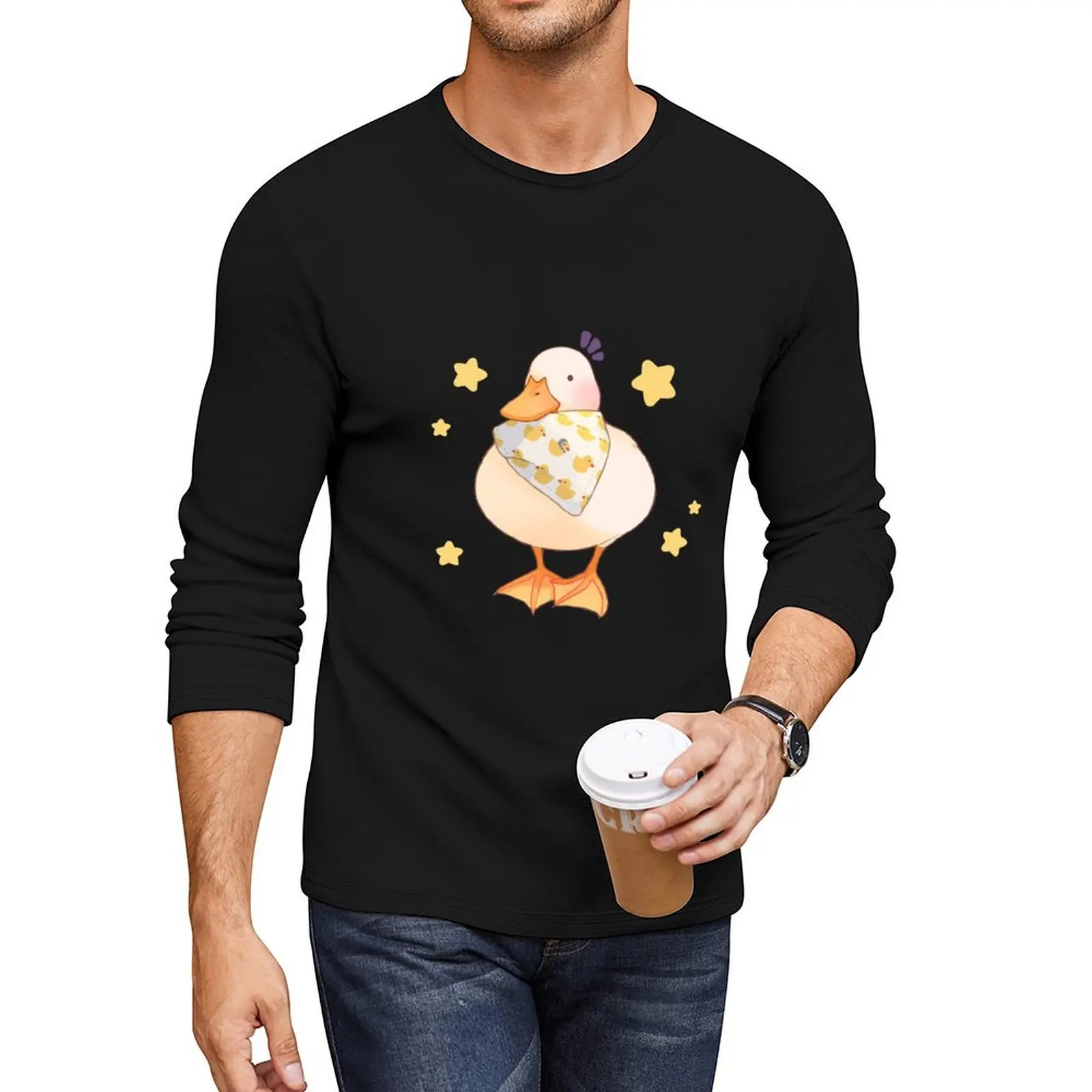 

duck with scarf Long T-Shirt sweat shirts t-shirts man graphic t shirt vintage t shirt black t shirts for men