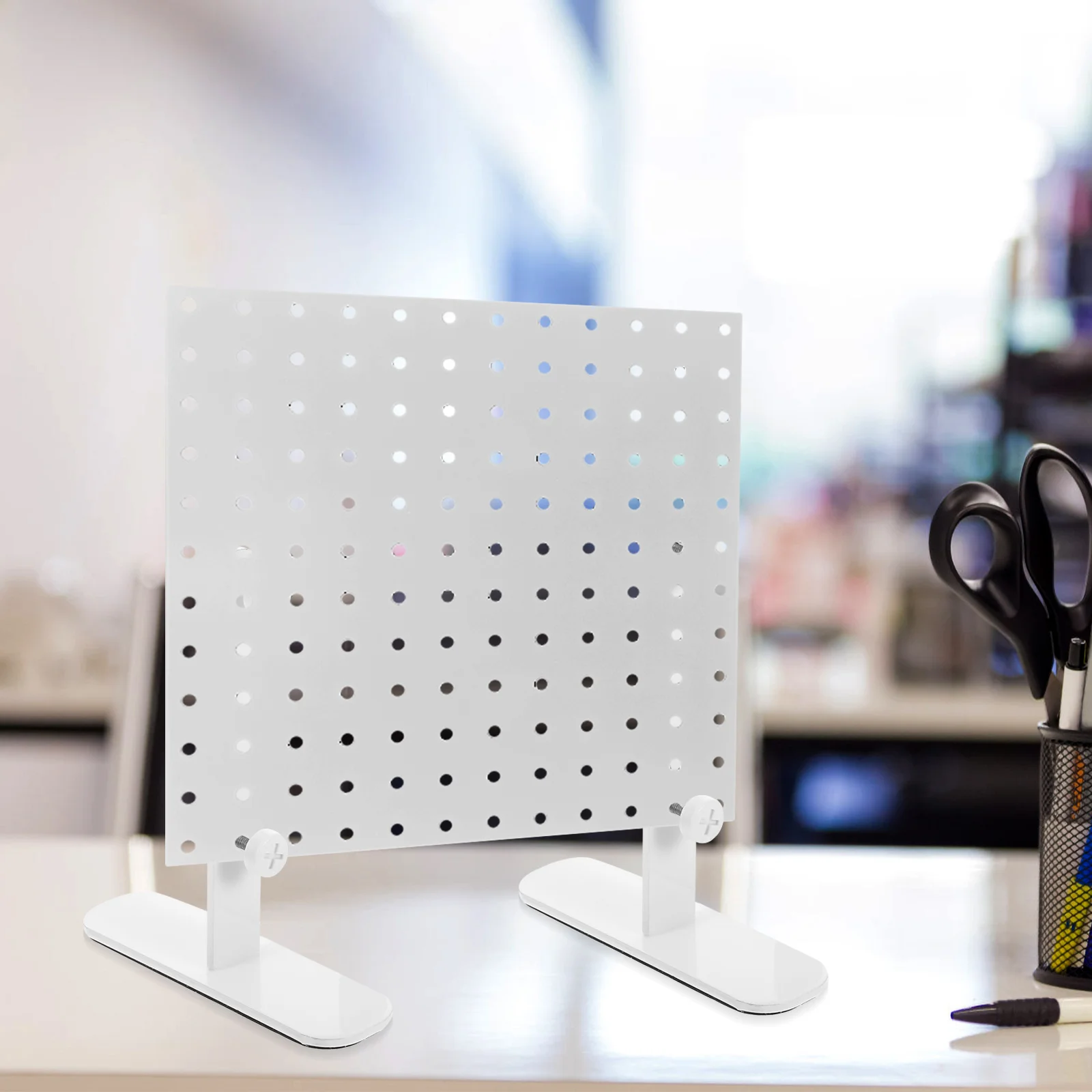 

2Pcs Metal Pegboard Desk Fixing Bracket T Shaped Stand Tabletop Pegboard Display Panel Support Organizer Pegboards Display Stand