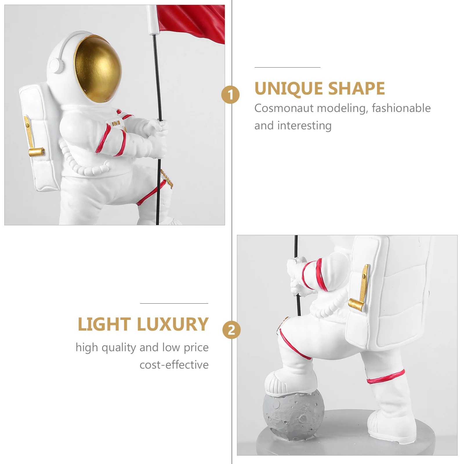 

Spaceman Statue Holding Flag Resin Desktop Decor Space Educational Kids Room Ornament Collector Display