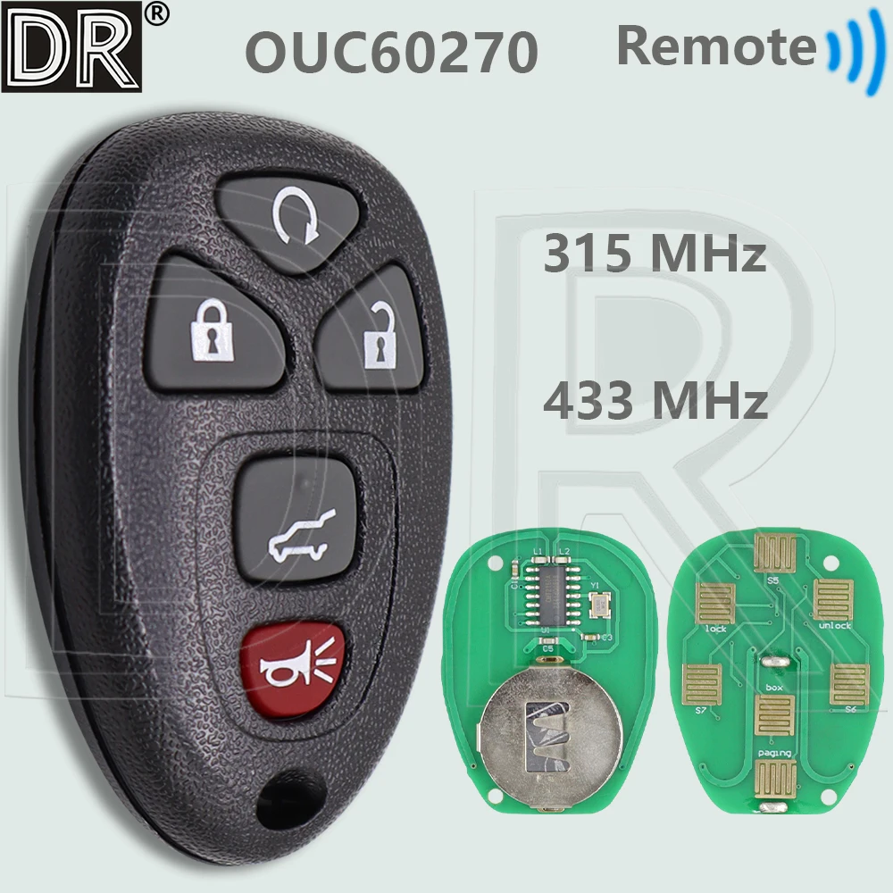 

DR OUC60270 315/433MHz Car Remote Control Key For GMC Sierra Acadia Yukon XL 2007 2008 2009 2010 2012 2013
