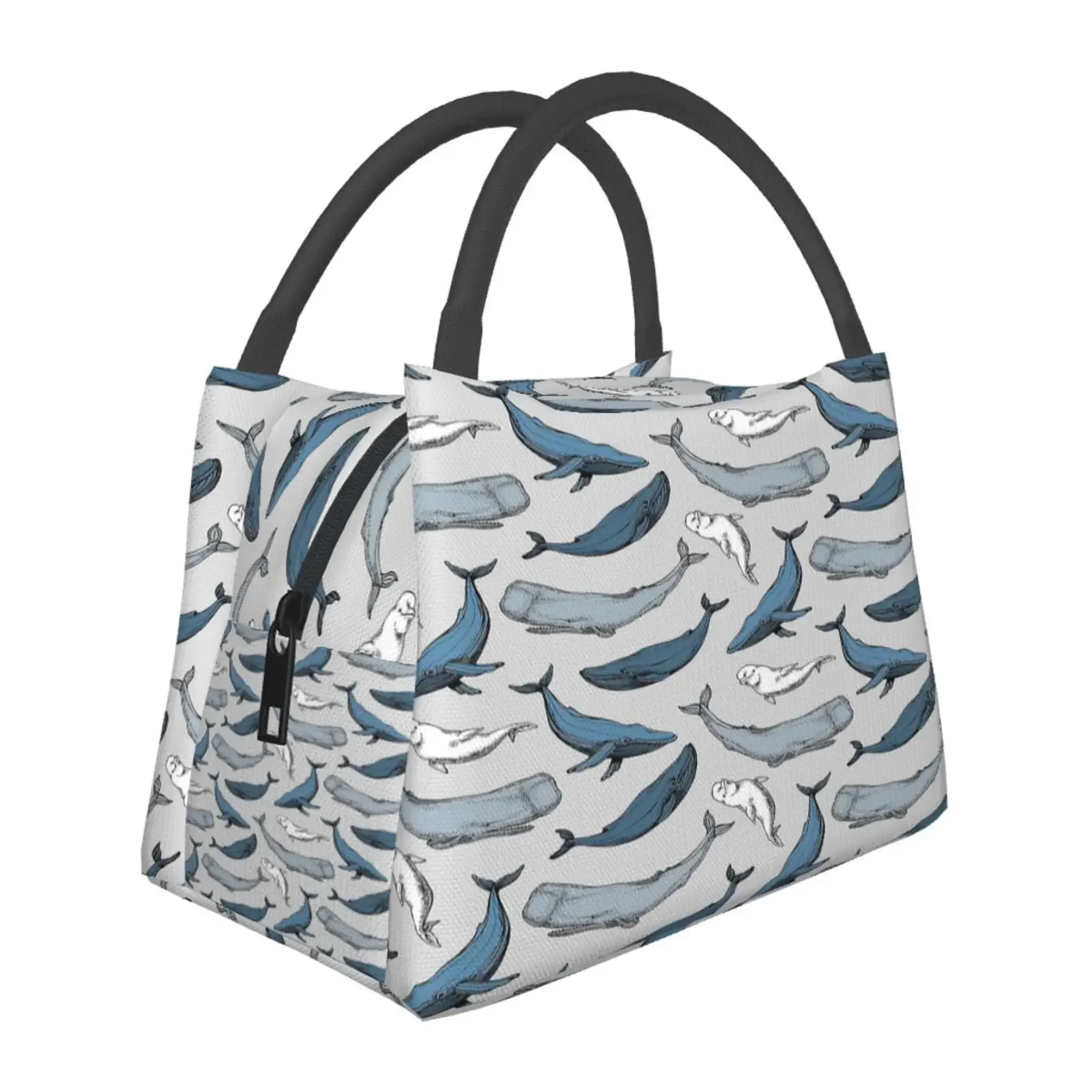 Whale Monsters Video Game Insulated Lunch Bag Meal Container Thermal Bag Tote Lunch Box School Travel Bento Pouch