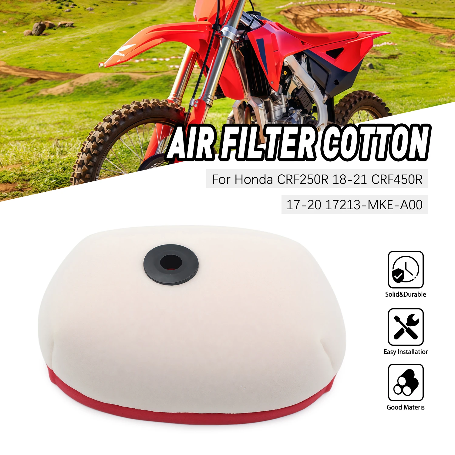 

Motorcycle Parts Dual-Stage Foam Air Filter Off Road For Honda 250 450 CC CRF250R RX CRF450R RWE CRF 2017-2020 17213-MKR-A00