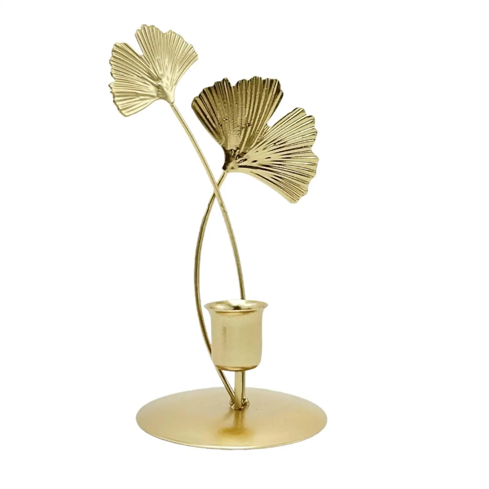 Taper Candle Holder Metal Taper ,Candlestick Double Ginkgo Leaf Decorative