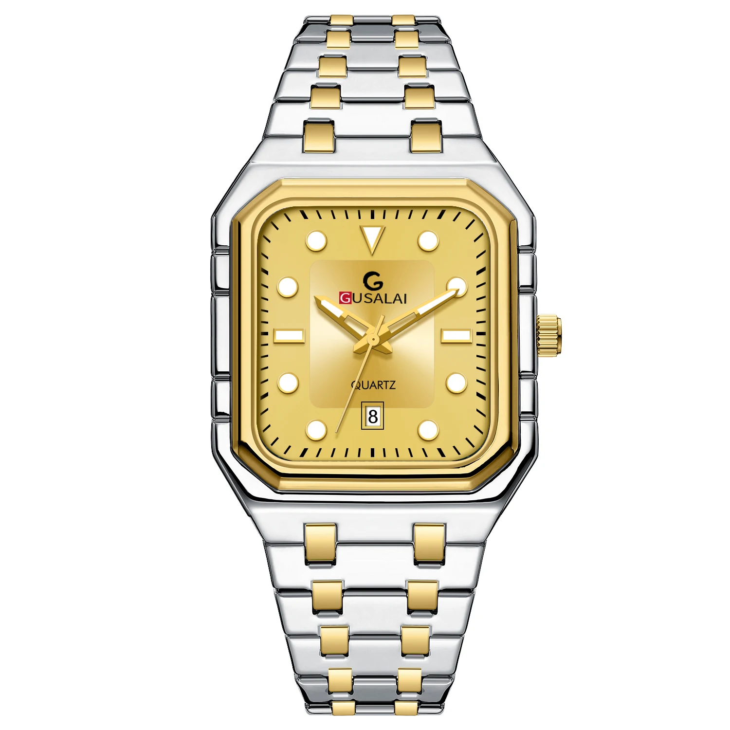 

Деловые мужские часы с золотым ремешком из нержавеющей стали, квадратные великолепные часы, модная серия для дайвинга, кварцевые спортивные часы для мужчин