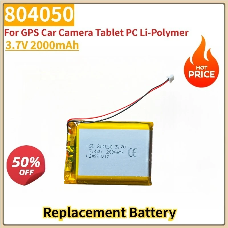 

New 804050 Replacement Battery 3.7V 2000mAh 7.4Wh NTC Thermistor JST 3Pin for GPS Car Camera Tablet PC Li-Polymer