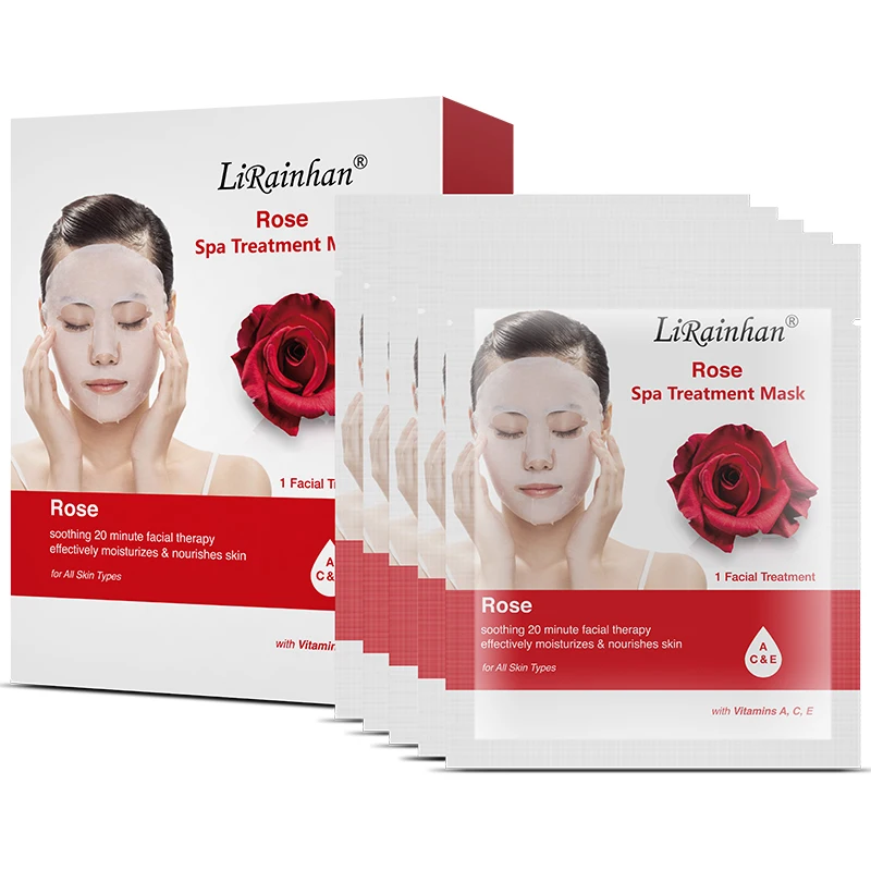 2nd Item Free-Shipping 10 PCs Rose Spa Facial Mask Brighten Strengthen Water-oil Balance Natural Herbal Extracts