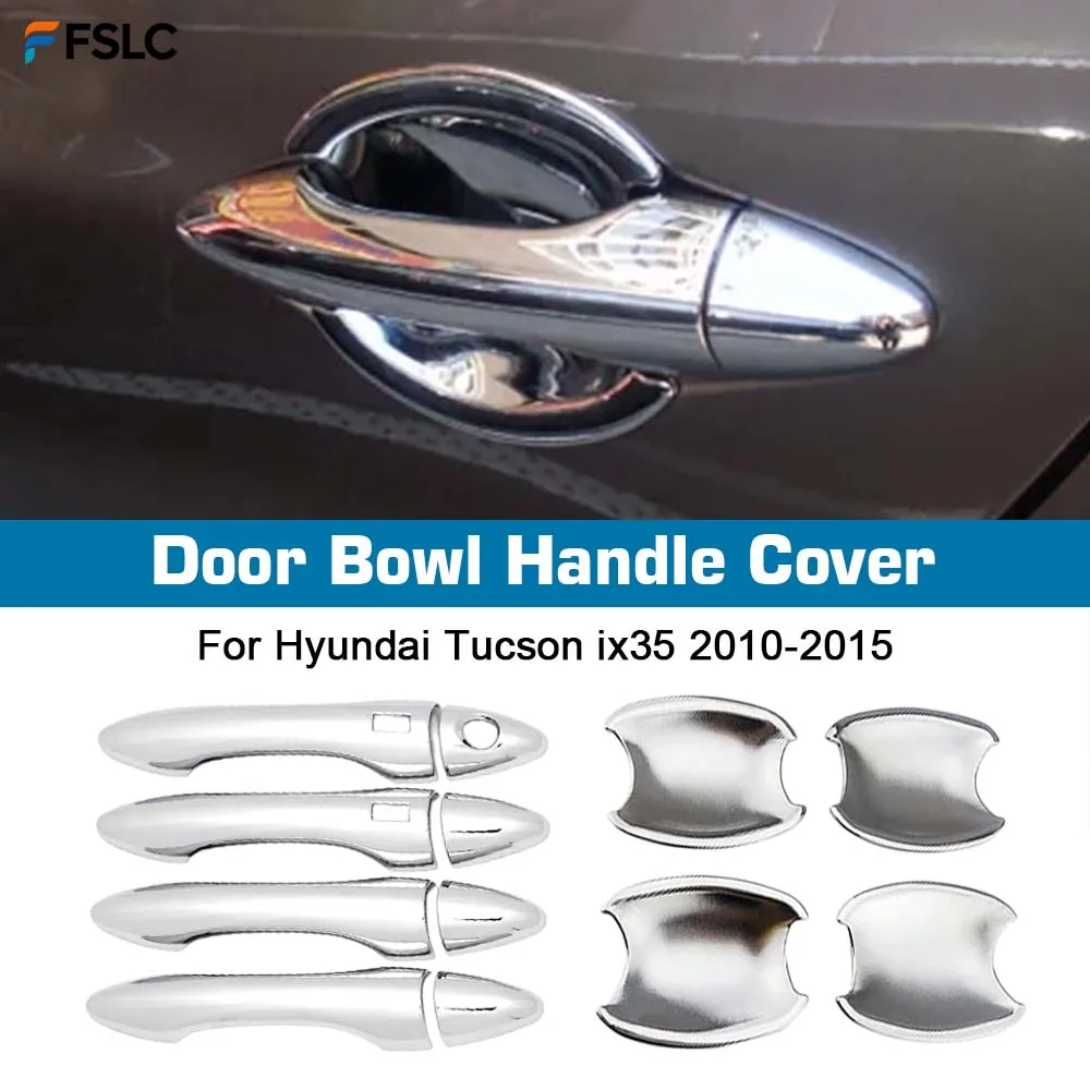 

⭐Genuine⭐ Car Upgrade Chrome Silver Door Bowl Handle Cover For Hyundai Tucson ix35 2010-2015 Cars Accessories Exterior Styling