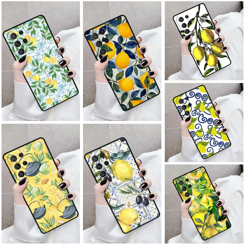 Phone Case For Samsung Galaxy S24 S23 S21fe S22 Ultra Plus Note 10 20 S8 S9 S10 Cover Mediterranean Lemon Bumper