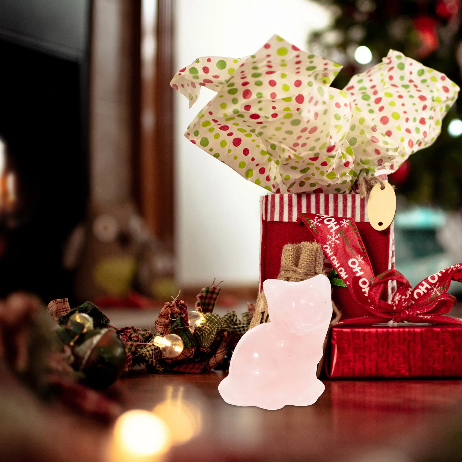 รูปปั้นแมวคริสตัลขนาดเล็ก ดีไซน์ลูกแมวน่ารักเหมือนจริง สำหรับตกแต่งโต๊ะในบ้าน สัญลักษณ์แห่งโชคลาภ แข็งแรง ไม่ล้มง่าย