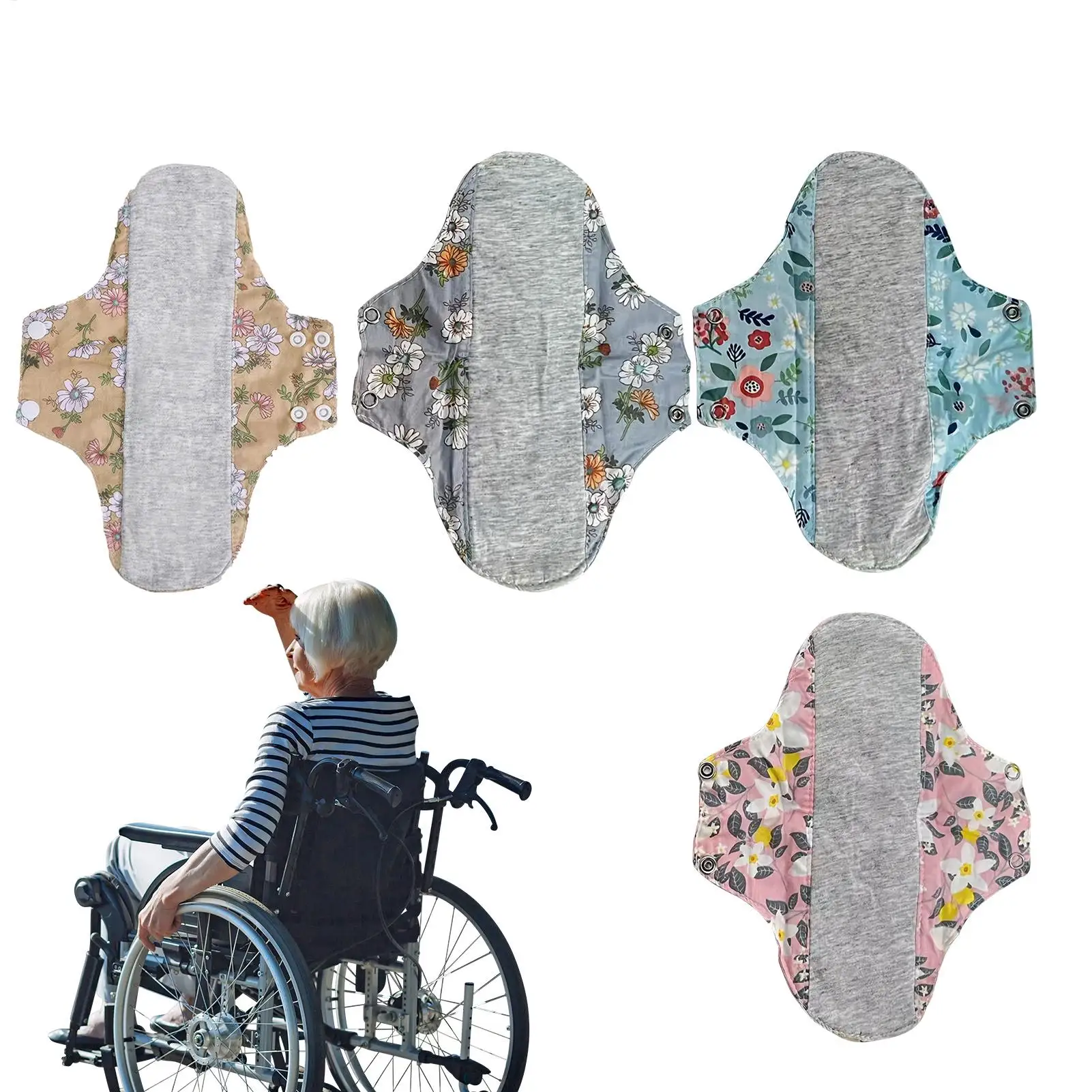 4pcs Reusable Menstrual Pads Comfortable Breathable Reusable Sanitary Pads for Women for Daily Use Sleep Postpartum Cloth Pad