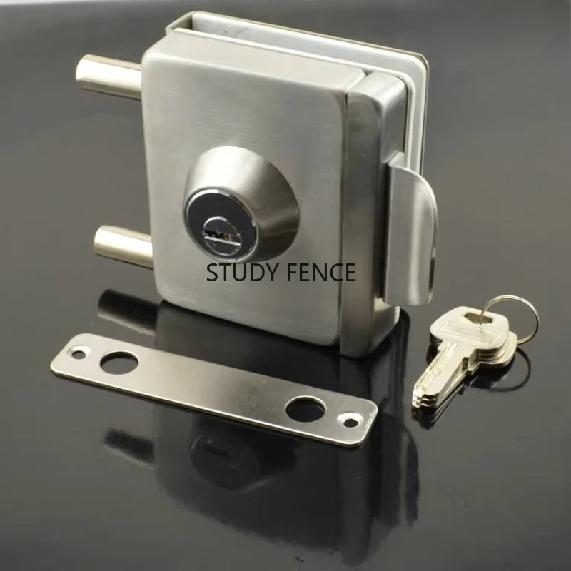 Square Stainless Steel Glass Door Lock Single Door Lock Household Hardware Accessories Glass Door Frameless Lock with Keys
