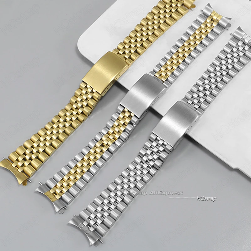 Curved End Solid Stainless Steel Strap for Rolex Watch 18mm 19mm 20mm 22mm Bracelet for DATEJUST Luxury Watchbands Accessories