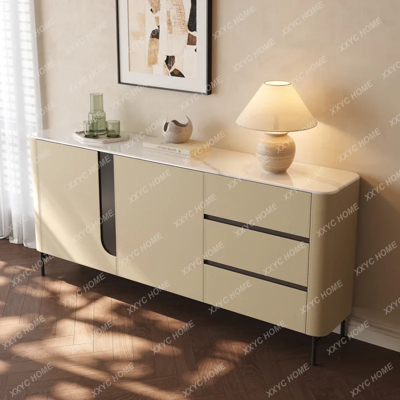 

XX minimalist saddle leather solid wood dining side cabinet household entrance foyer partition modern simple storage
