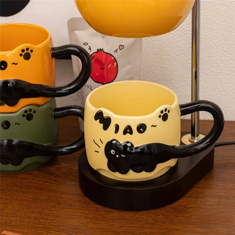 AB15-Vintage chat tasse 380Ml-mignon tasse à café empilée pour le petit déjeuner, utilisation dans le dortoir, verres à la maison, cadeau d'anniversaire idéal