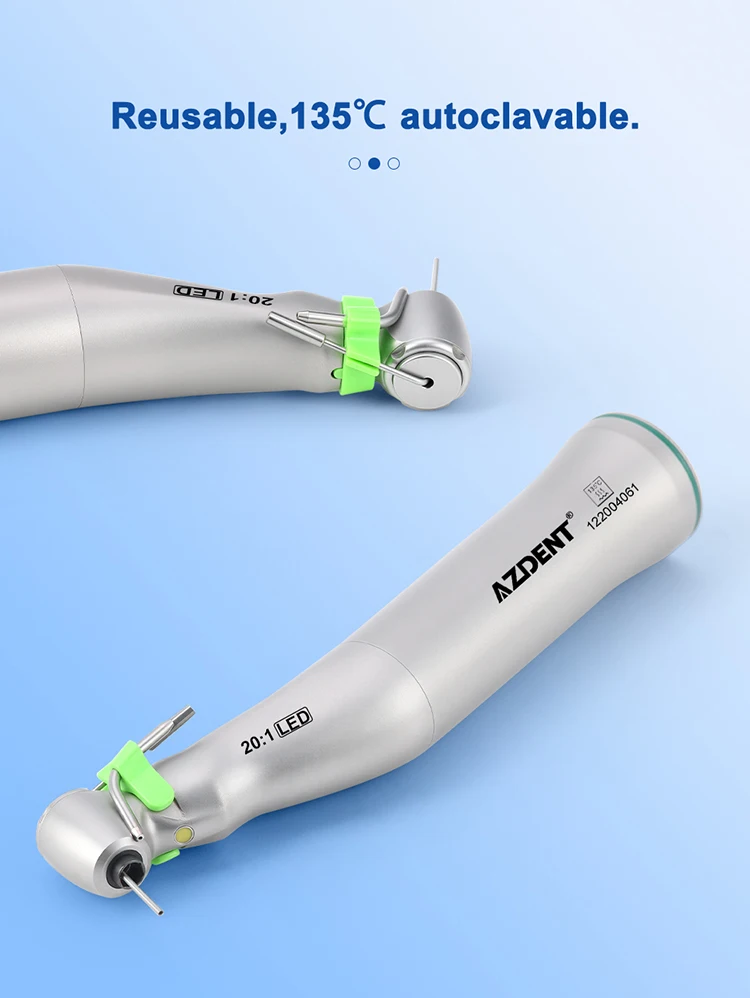 AZDENT Dental 20:1 Implantat-Winkelstück mit LED und E-Generator, Niedrigdrehzahl-Handstück für Zahnmedizin, Druckknopf-Instrument für Zahnärzte – Detail 4