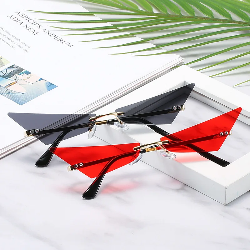 

New Personalized Cat Eye Rimless Sunglasses Men's and Women's Narrow Sunglasses Are Funny Fashion Sun Glasses