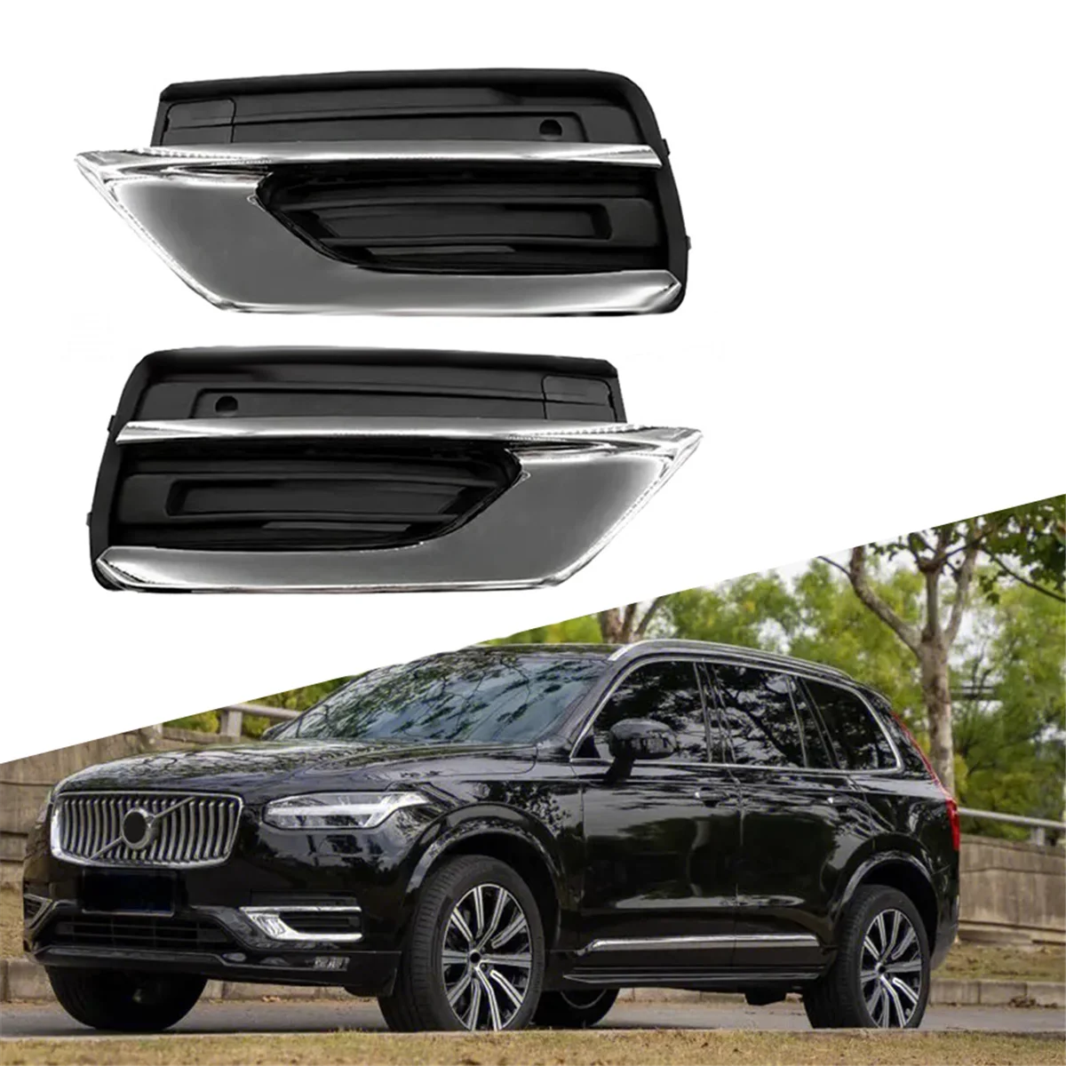 1 Paar Auto Voor Onderste Bumper Roosters Trim Chroom Deksel 31663515 31663514 Voor Volvo Xc90 2019-2022 31663539 31663540