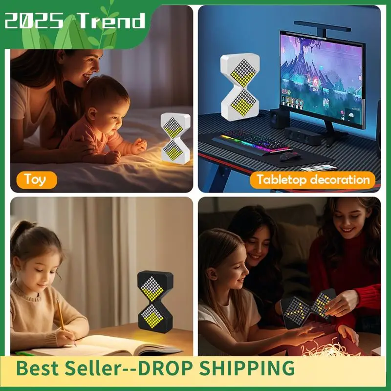AD33 HOT Dynamic Cube LED Digital Hourglass Night Light With Gravity Timer - Perfect For Sleep Enhancement