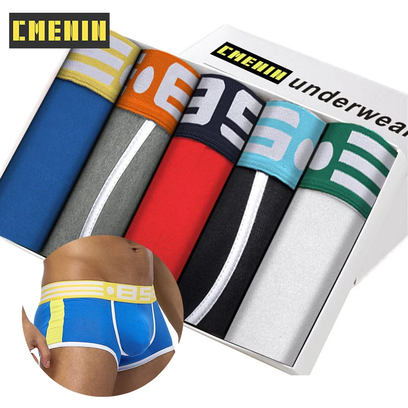 5pcs/lot Men\'s Underwear Boxer Male Panties Cotton Man Underpants Soft Boxers Short Boxershort Solid Under Wear BS101