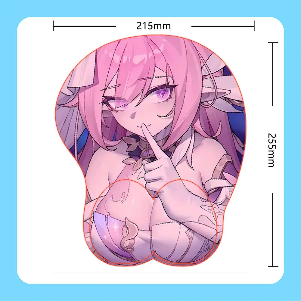 แผ่นรองเมาส์ 3 มิติ Honkai Impact 3rd ลายตัวละคร Elysia, Yae Miko, Raiden Ei พร้อมที่รองข้อมือซิลิโคน ของขวัญวันเกิด