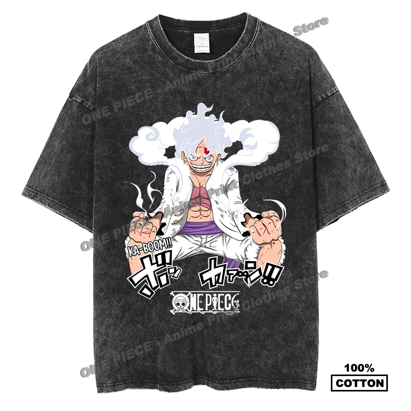 

Anime ONE PIECE - Nika Luffy Print T Shirt Harajuku Hip Hop Street Men Women Casual Short Sleeve Cotton Vintage Oversized Tees