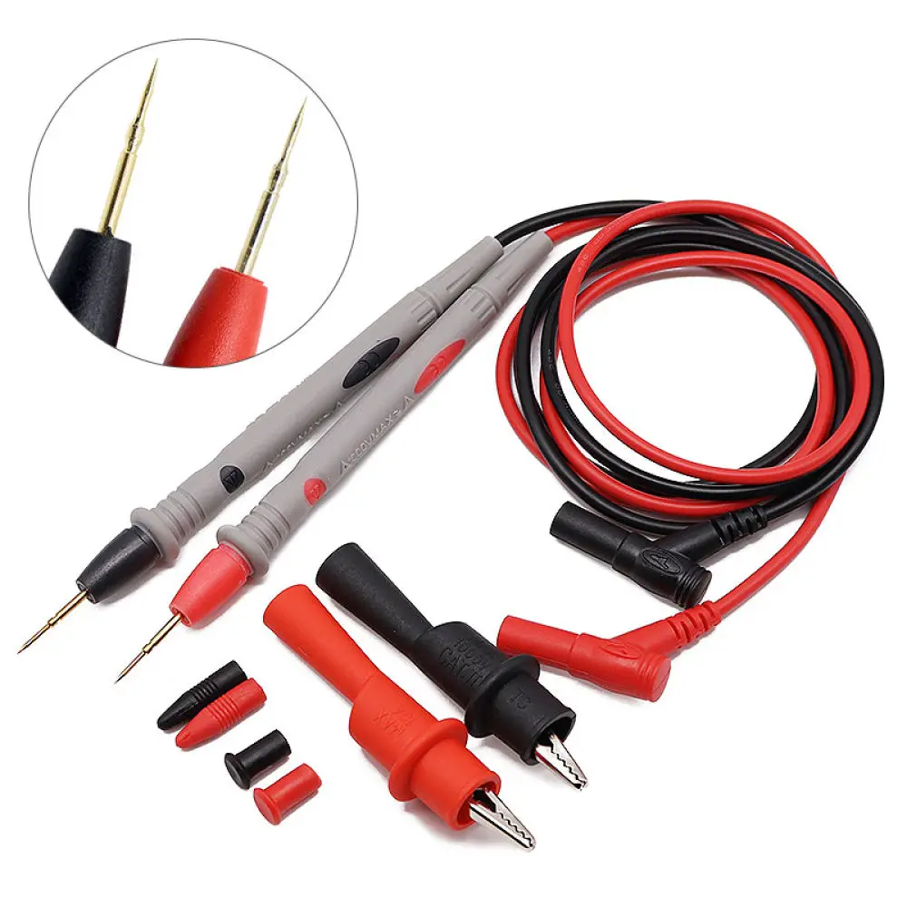 Advanced Multimeter Test Probe Set 20A 1000V Pointed Tip Leads Silicone Wires With Alligator Clips Electrical Maintenance