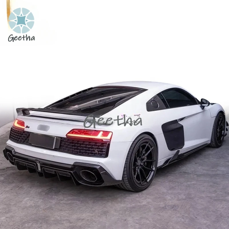 For Audi R8 Body Kit Capristo Style Dry Carbon Fiber Front Lip Vent Side Skirts Rear Diffuser Lip Car Parts