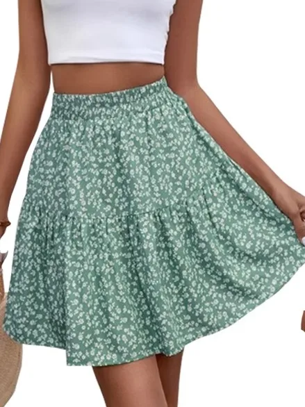 

High Waist Floral A-Line ort Skirt Street Sle Polyester Fabric Regenerated Cellulose Fiber A-Line Skirt Summer Colle...