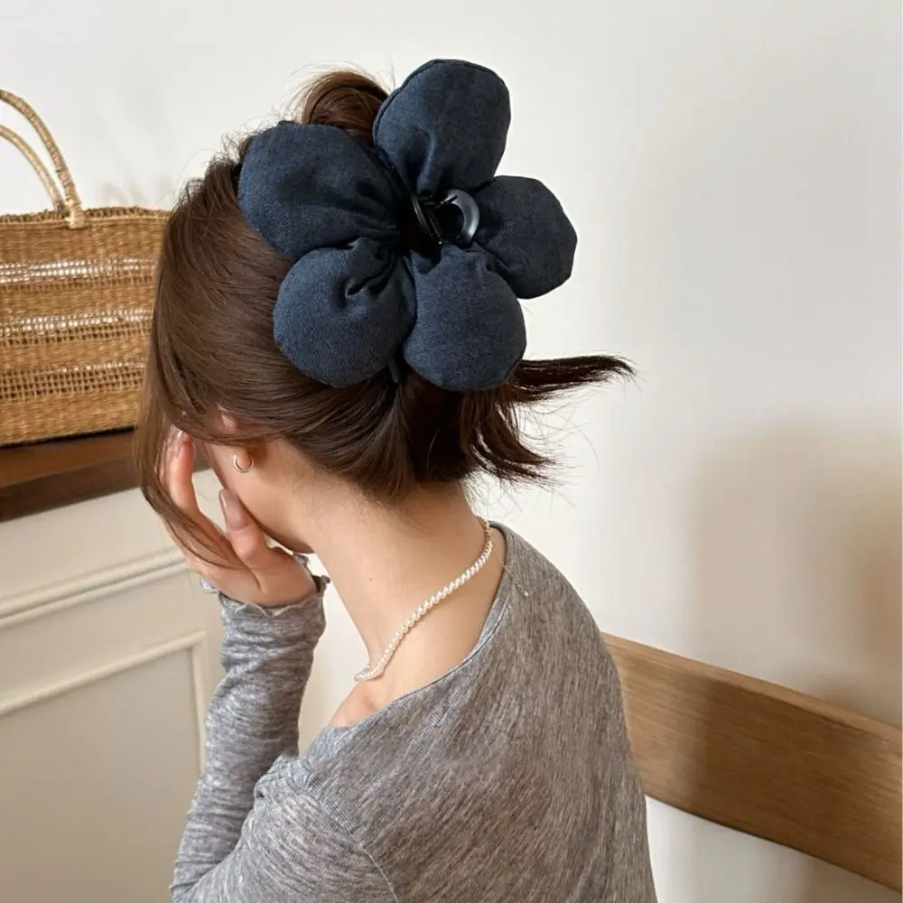 

Модная заколка для волос с цветочным принтом, большое синее платье на голову, аксессуары для волос, повседневная одежда