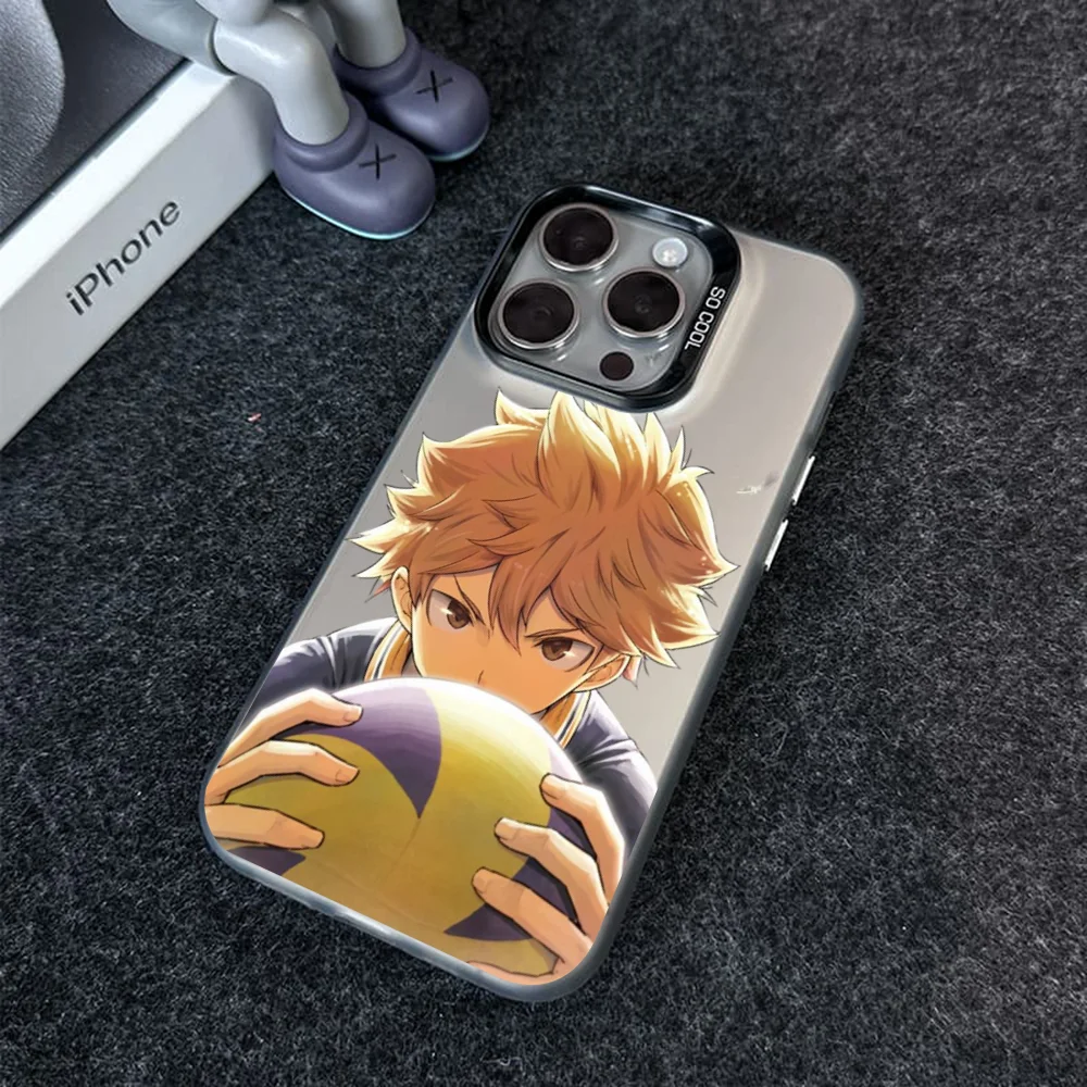 Japan Anime Volleyball Boy Haikyuu Phone Case IMD Color Silver Shell For IPhone 16 15 14 13 12 11 X XR Pro Max Plus