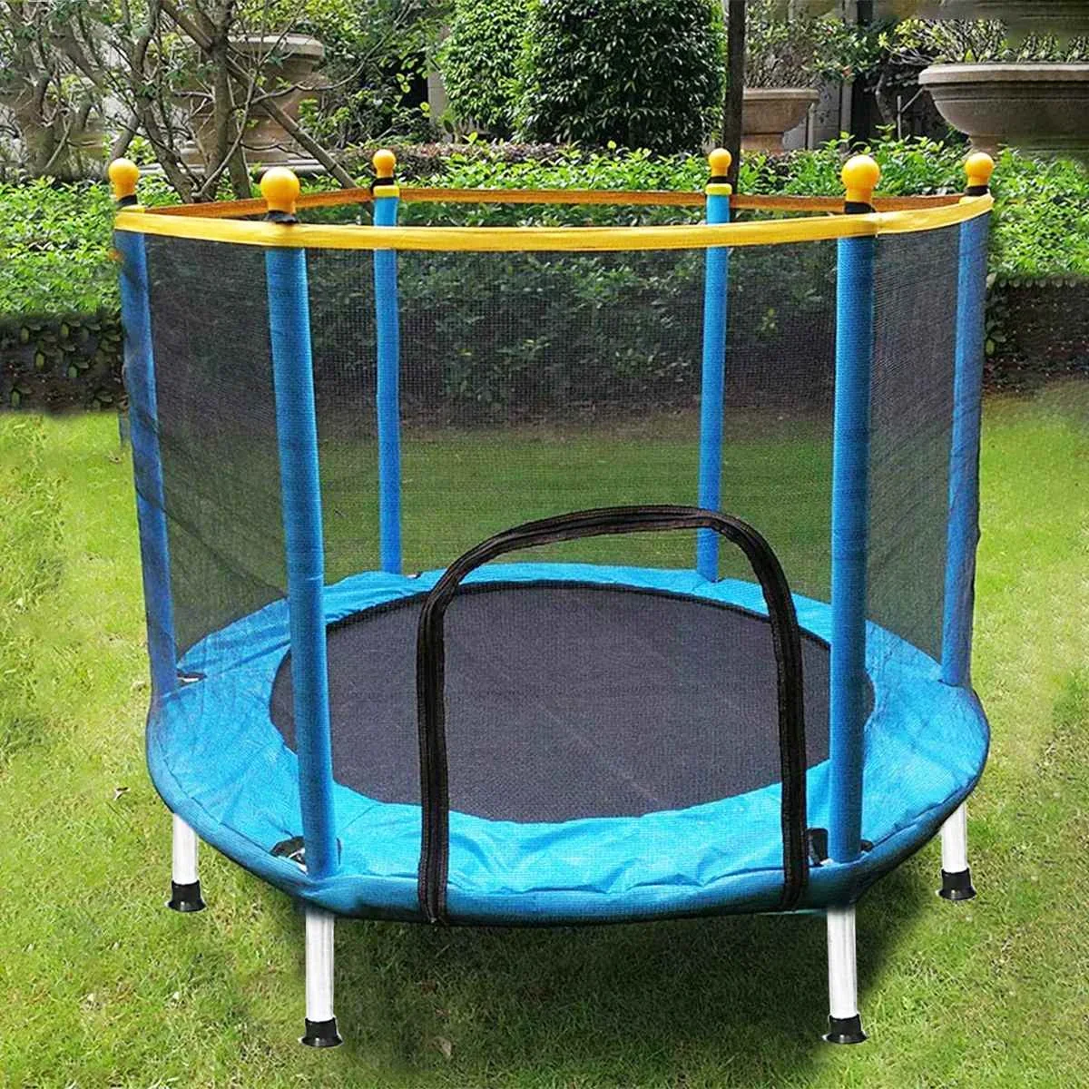 140cm trampolino per bambini bambini casa Indoor Jumping esercizio di Fitness per bambini con rete di protezione letto antiurto antiscivolo