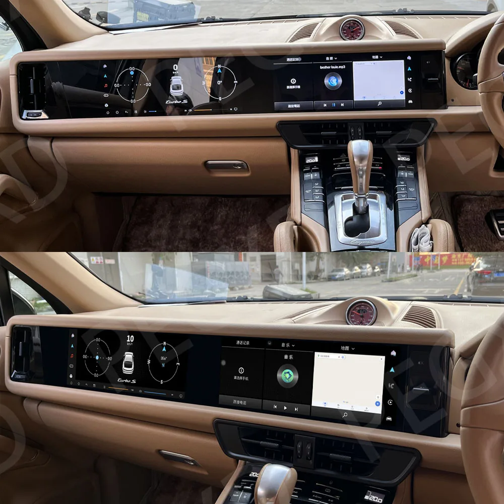 RHD Upgraded Interactive Multimedia Video Player  For Porsche Cayenne 2010-2016 Dual Screen Android 14.0 12.3+12.3Inch Carplay