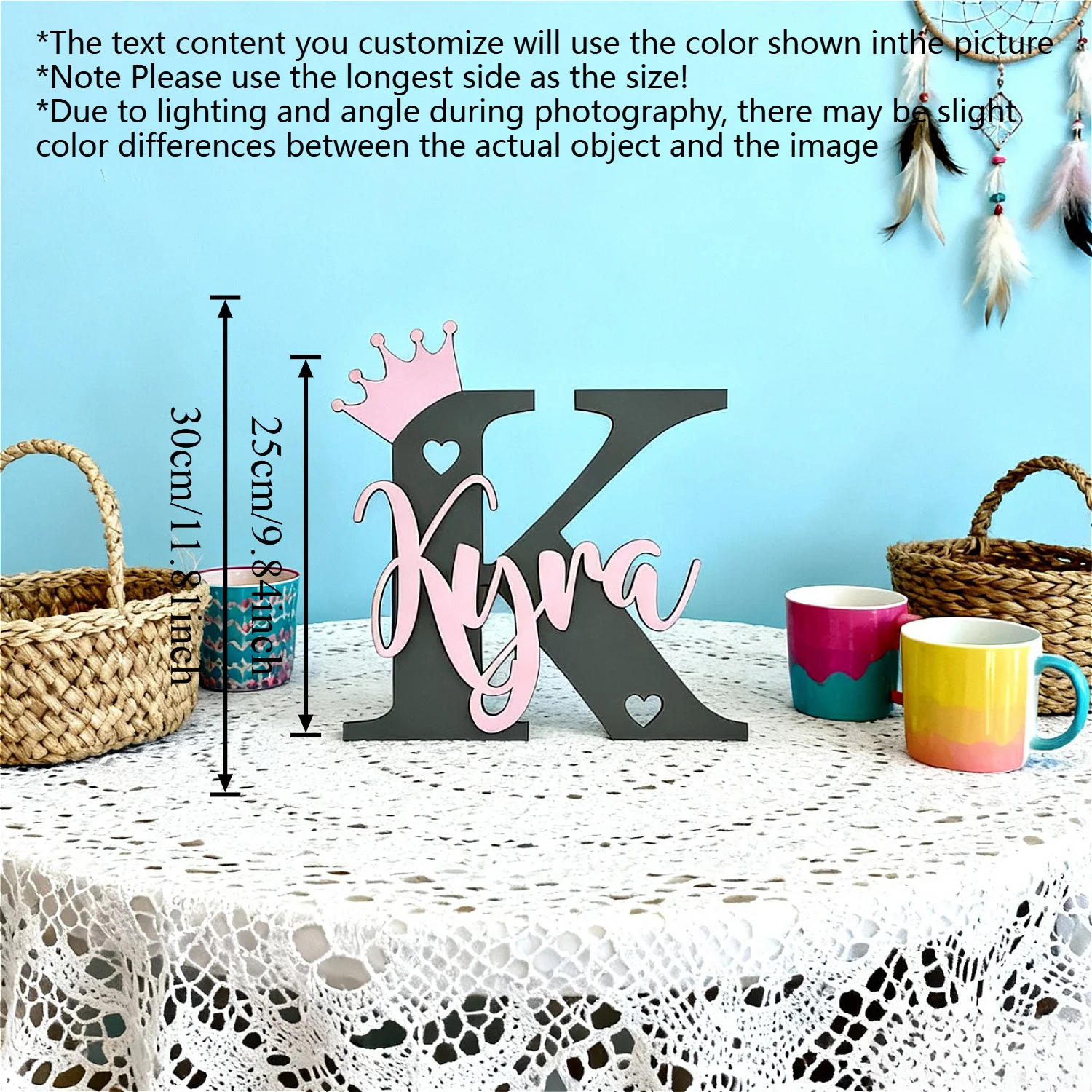 1pc Customized Double-layer Surname Brand, Unique Crown Shape, Multi Scene Decoration, Perfect Holiday Gift, Wooden Souvenir view 3